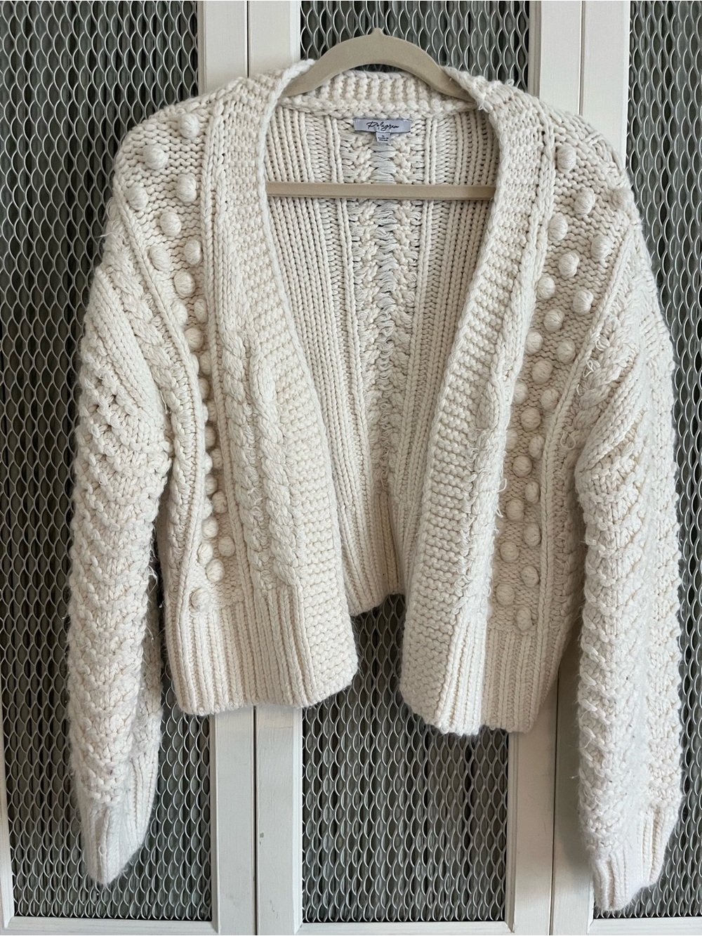 Polagram Cream Chunky Cable Bobble Cardigan
